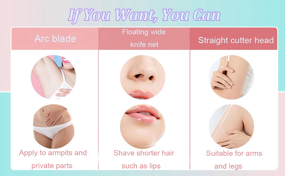 Hair Removal Device for Women 2 in 1 Electric Shaver Bikini Trimmer Face Body Legs Underarm Razor Wet Dry Portable Rechargeable