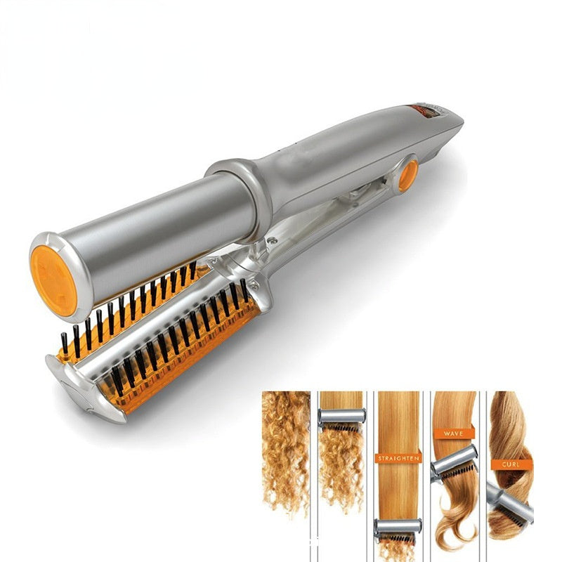 Professional Hairs Curler Straighter  2 In 1 Rotating Hair Brush Curler Styler Hair Styling Tools Curling Iron Straighting Brush