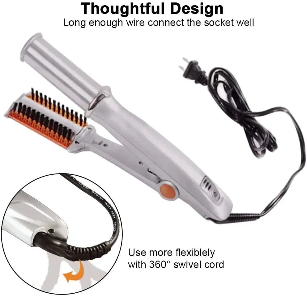 Professional Hairs Curler Straighter  2 In 1 Rotating Hair Brush Curler Styler Hair Styling Tools Curling Iron Straighting Brush