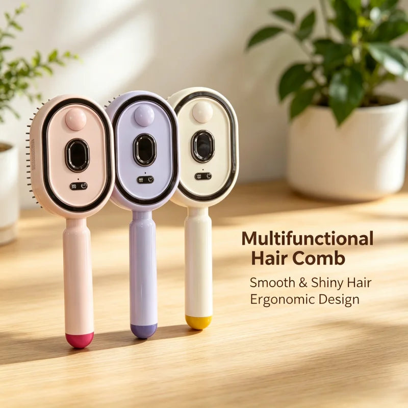 Electric Hairbrush, Straightener, Styler – Wet Use with Water Spray, Rechargeable for Both Long & Short Hairs, Smooth Finish