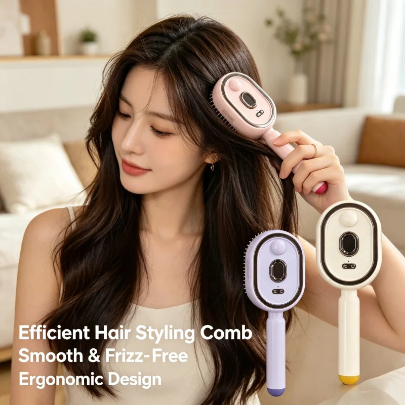 Electric Hairbrush, Straightener, Styler – Wet Use with Water Spray, Rechargeable for Both Long & Short Hairs, Smooth Finish