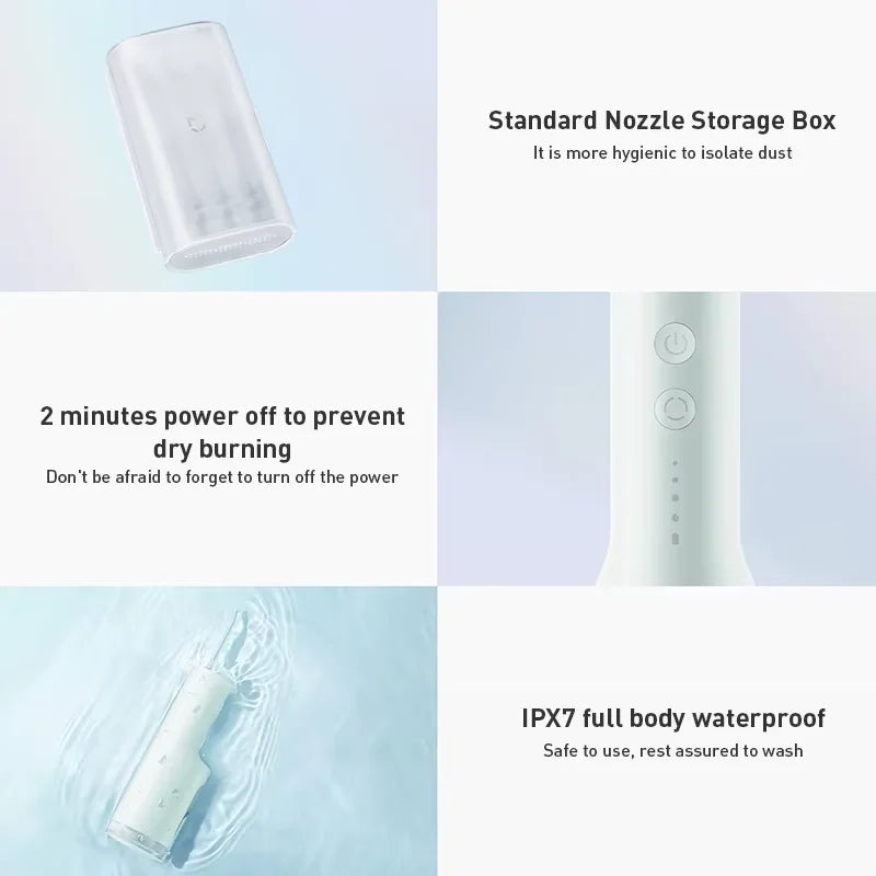 XIAOMI MIJIA F400 Portable Oral Irrigator with 4 Modes 200mL Water Tank 1700 Pulses/M Water Spray Retractable Flosser Pick Jet
