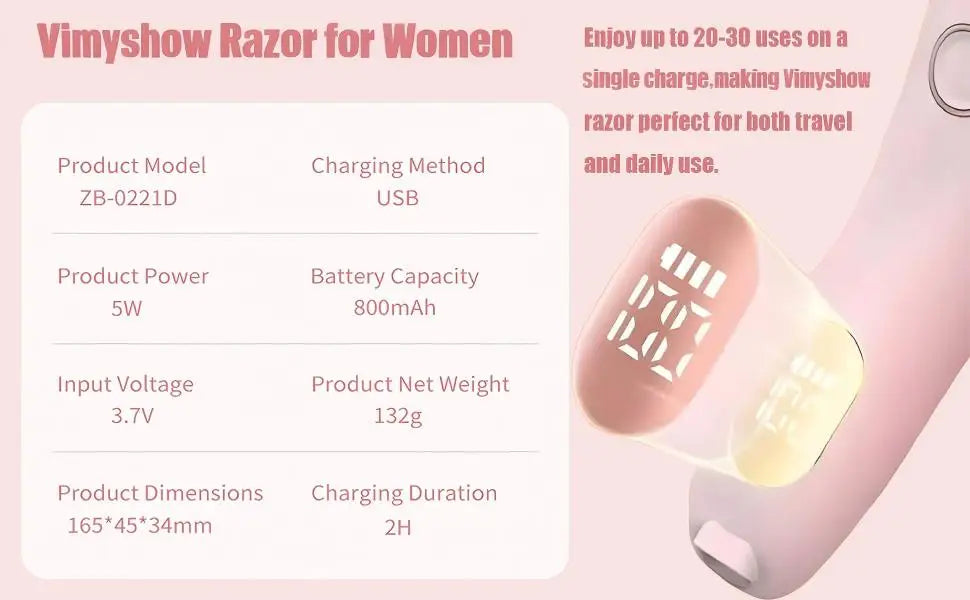 Hair Removal Device for Women 2 in 1 Electric Shaver Bikini Trimmer Face Body Legs Underarm Razor Wet Dry Portable Rechargeable