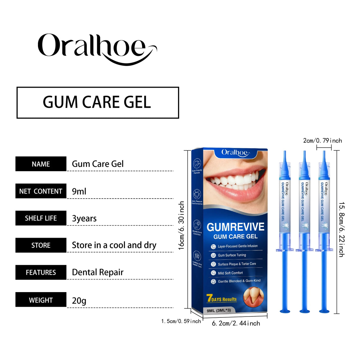 Oralhoe Gum Care Gel Strengthens Gums Soothing Formula Gentle Texture Restores Comfort Portable Design Daily Oral Hygiene Care