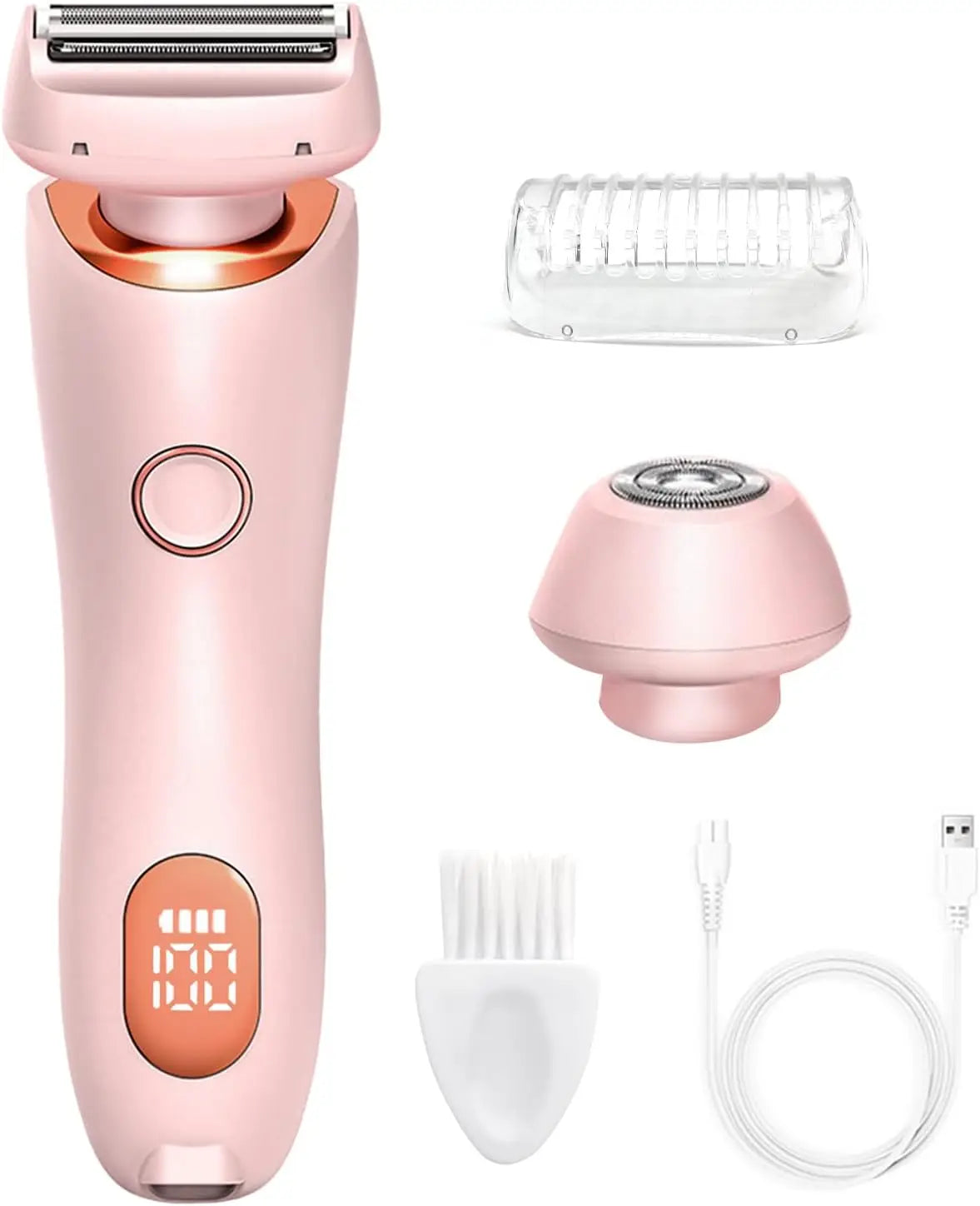 Hair Removal Device for Women 2 in 1 Electric Shaver Bikini Trimmer Face Body Legs Underarm Razor Wet Dry Portable Rechargeable