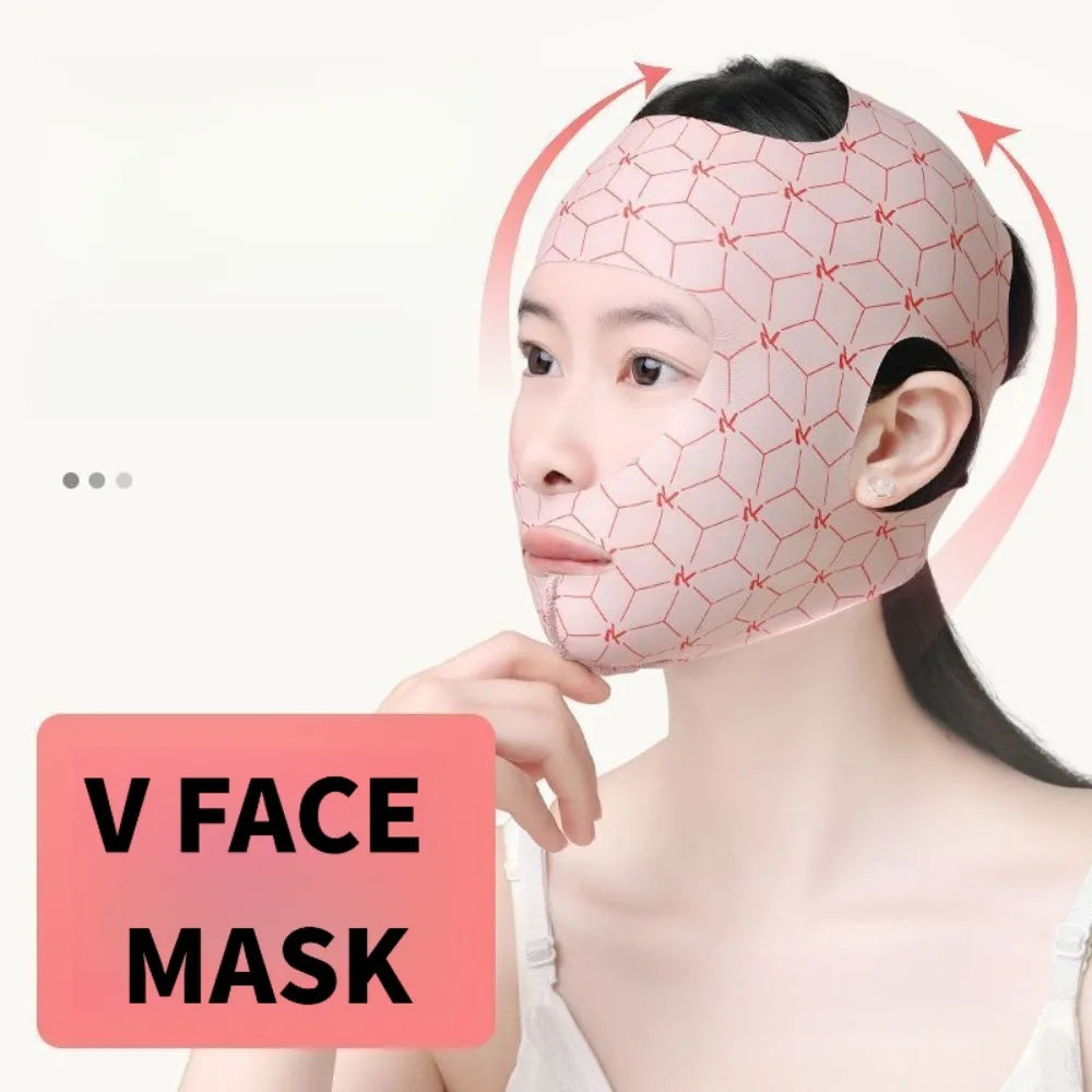 Full Coverage Reusable Facial Care Mask, Ear Hook V Shape Full Face Wrap, Soft Breathable Home Beauty Skincare Accessory