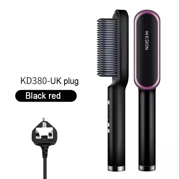2in1 Hair Styler Straightening  Hot Comb Fast Heated Ceramic Negative Ion Curler Straightener Brush Anti-Scalding Styling Tools