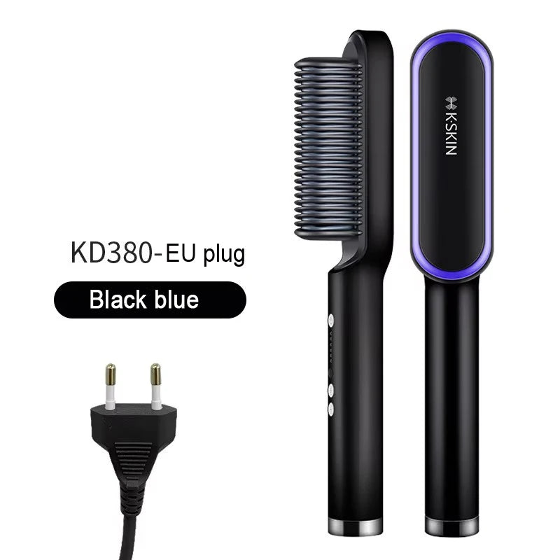 2in1 Hair Styler Straightening  Hot Comb Fast Heated Ceramic Negative Ion Curler Straightener Brush Anti-Scalding Styling Tools