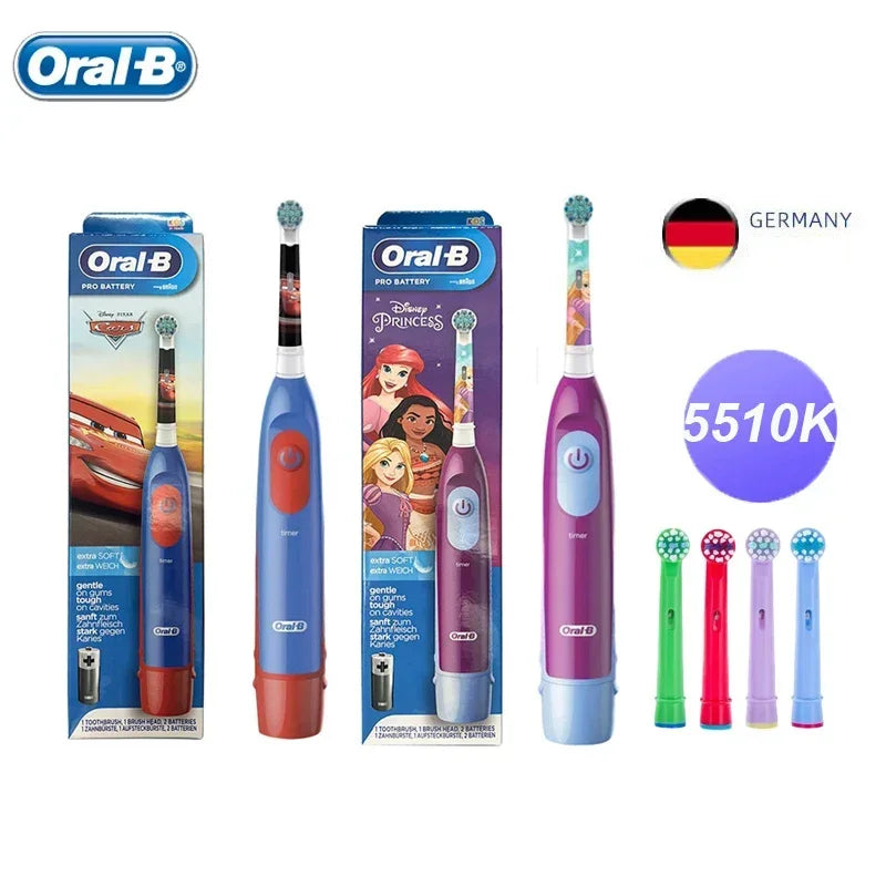 Oral B Electric Toothbrush Children Rotary Clean Soft Bristle 2 Min Timer Waterproof Teeth Brush with Replacement Brush Refill