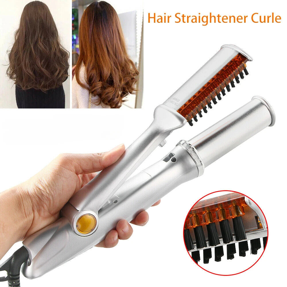 Professional Hairs Curler Straighter  2 In 1 Rotating Hair Brush Curler Styler Hair Styling Tools Curling Iron Straighting Brush