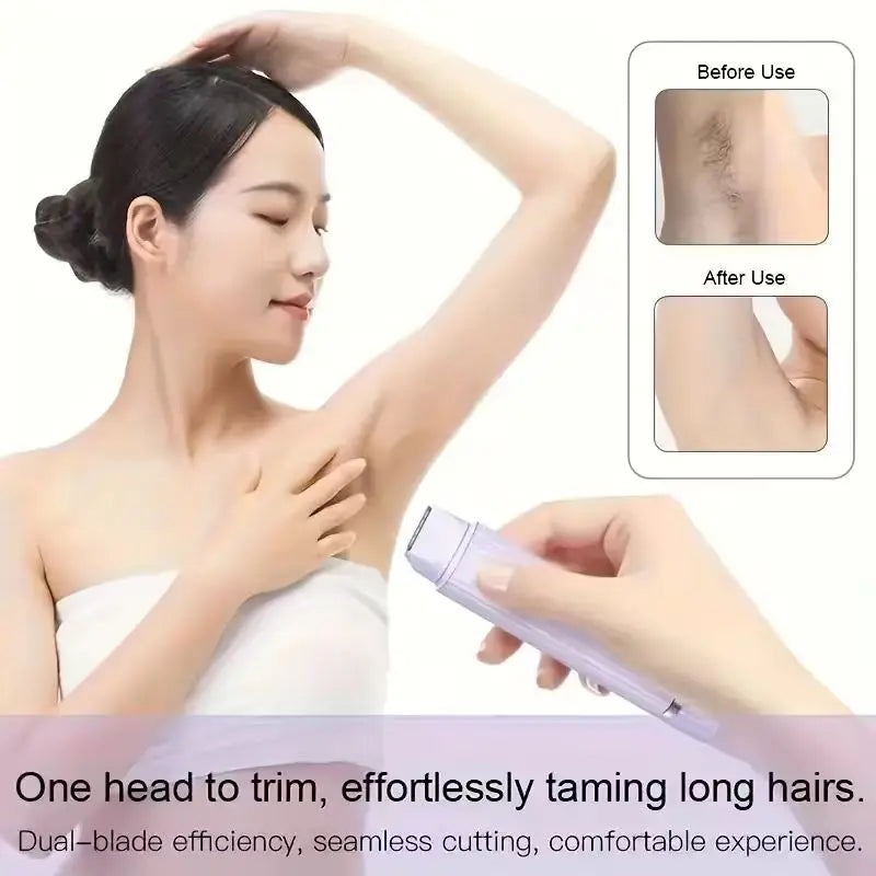 Electric Shaver, Portable Hair Removal Device, Rechargeable Electric Shaver, Painless 2-in-1 Dual Head Shaver