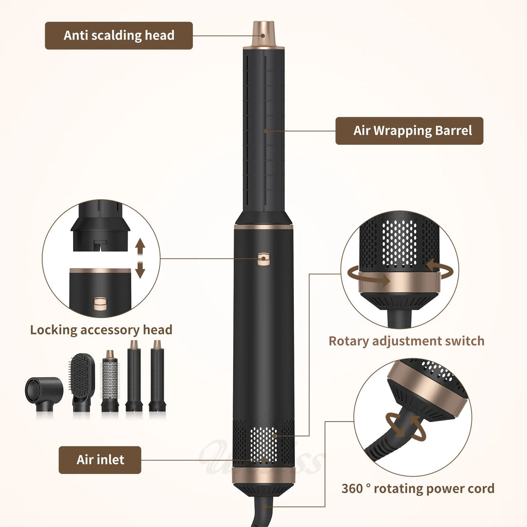 Multi-In-One Hair Dryer Styler, Hot Air Comb, Detachable Brush, Straightening & Curling Dual-Use, Household Hair Styling Tool