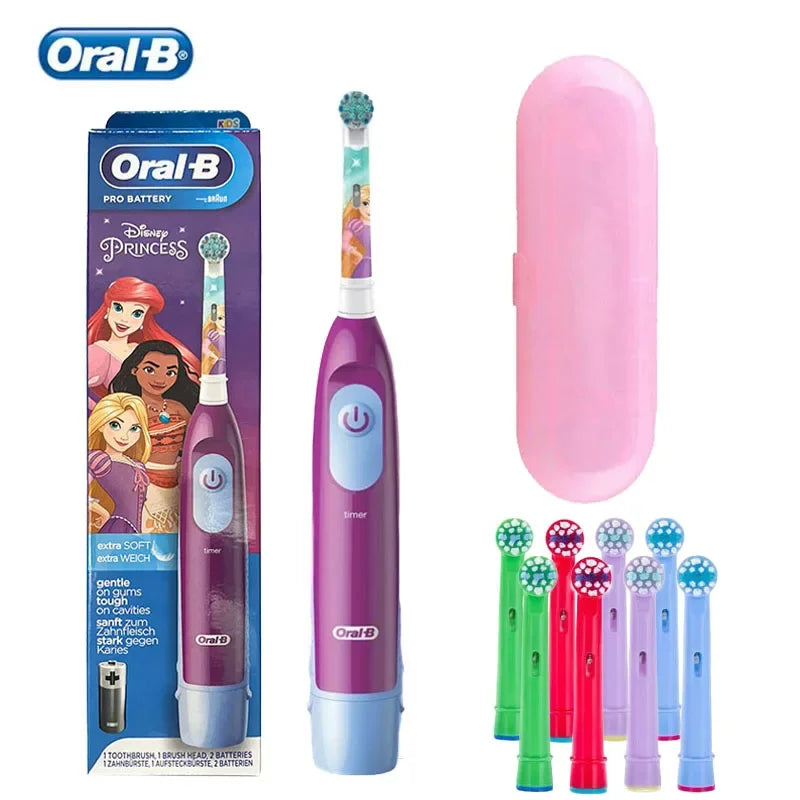 Oral B Electric Toothbrush Children Rotary Clean Soft Bristle 2 Min Timer Waterproof Teeth Brush with Replacement Brush Refill