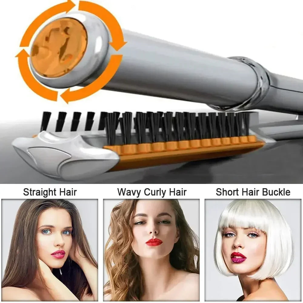 Professional Hairs Curler Straighter  2 In 1 Rotating Hair Brush Curler Styler Hair Styling Tools Curling Iron Straighting Brush