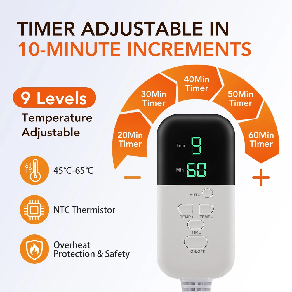 Hair Steamer for Deep Conditioning Thermal Heat Cap 9-Level Heats Up Quickly 5 Time Settings Washable Thermal Spa Hat for Home