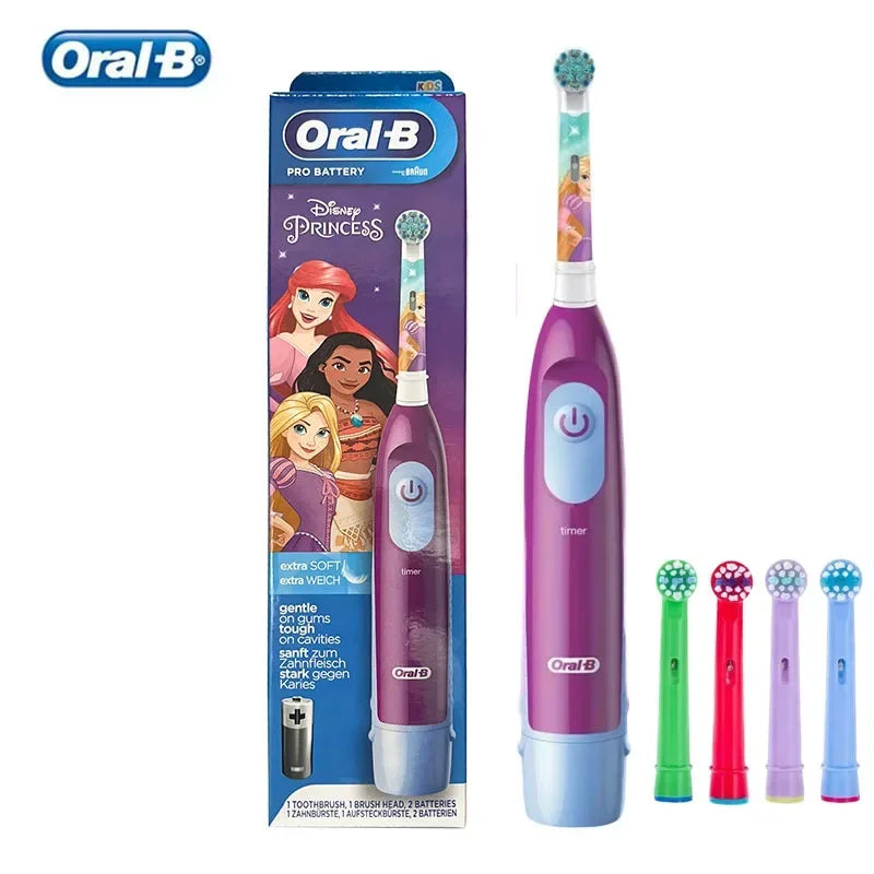Oral B Electric Toothbrush Children Rotary Clean Soft Bristle 2 Min Timer Waterproof Teeth Brush with Replacement Brush Refill