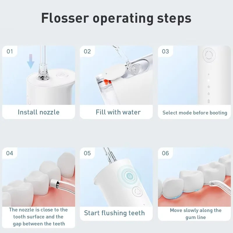 XIAOMI MIJIA F400 Portable Oral Irrigator with 4 Modes 200mL Water Tank 1700 Pulses/M Water Spray Retractable Flosser Pick Jet