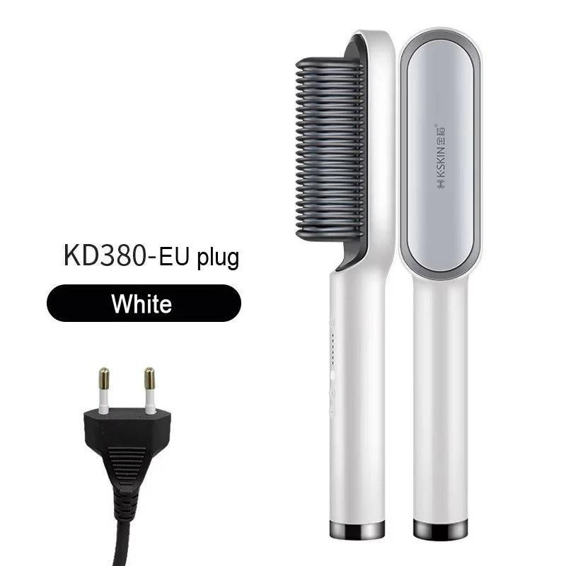 2in1 Hair Styler Straightening  Hot Comb Fast Heated Ceramic Negative Ion Curler Straightener Brush Anti-Scalding Styling Tools