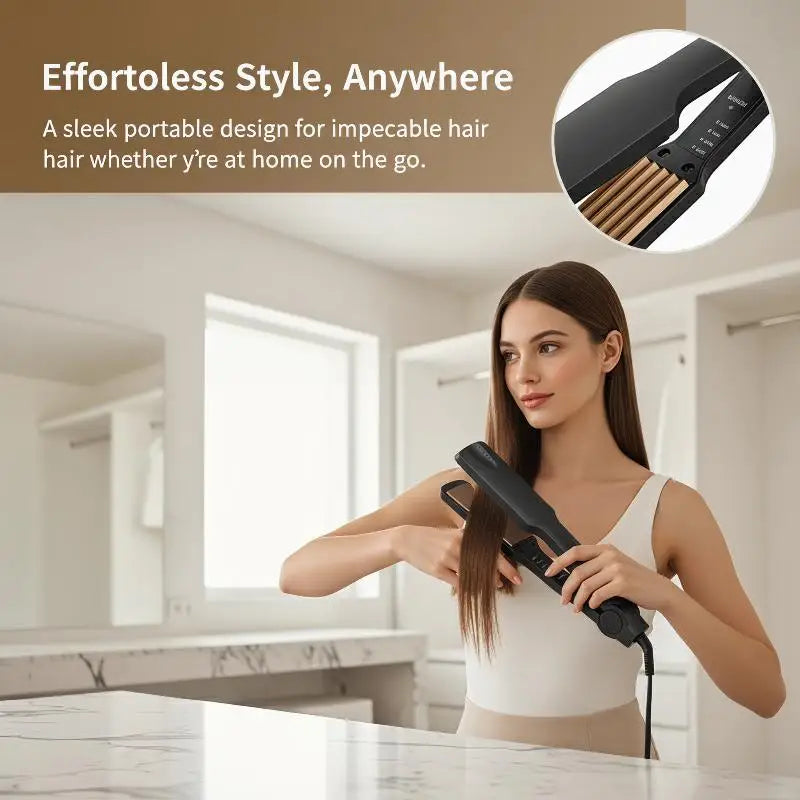 Hair Styler Electric Corrugation Wave Styling Professional Hair Straightener Curler Crimper Ceramic Corrugated Curling Iron