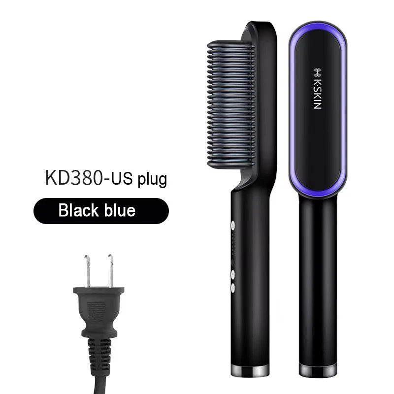 2in1 Hair Styler Straightening  Hot Comb Fast Heated Ceramic Negative Ion Curler Straightener Brush Anti-Scalding Styling Tools