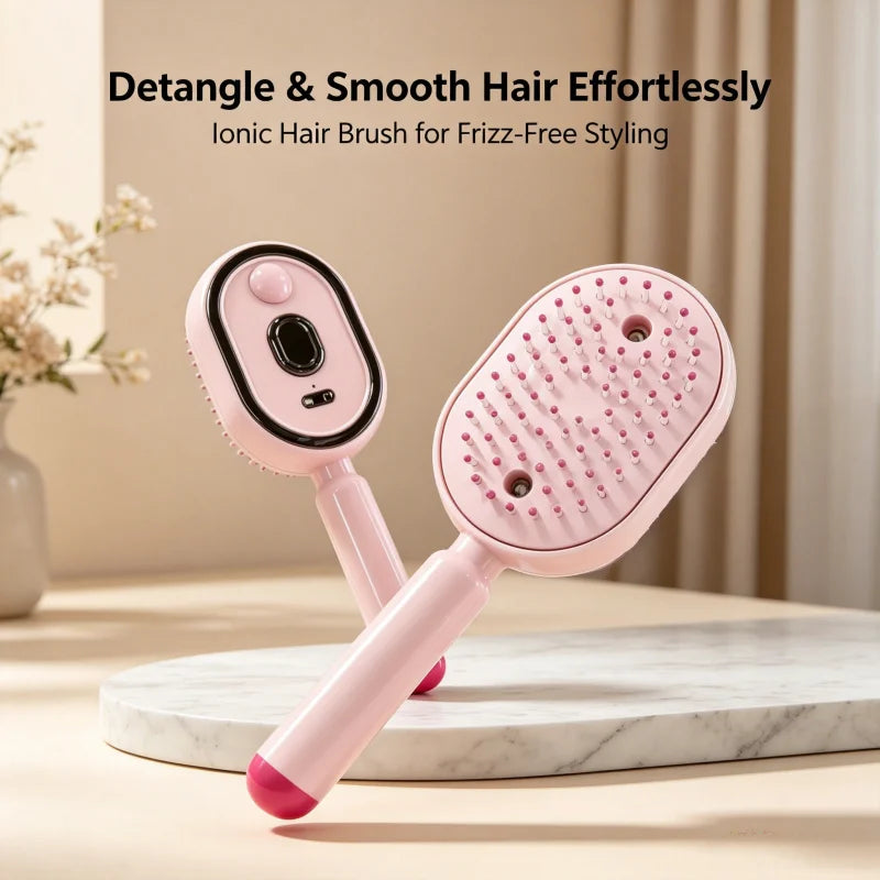 Electric Hairbrush, Straightener, Styler – Wet Use with Water Spray, Rechargeable for Both Long & Short Hairs, Smooth Finish
