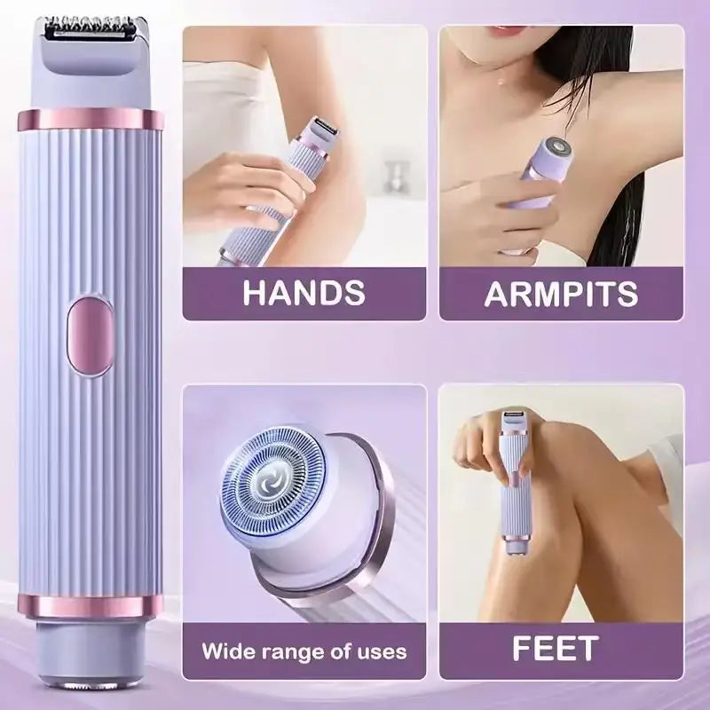 Electric Shaver, Portable Hair Removal Device, Rechargeable Electric Shaver, Painless 2-in-1 Dual Head Shaver