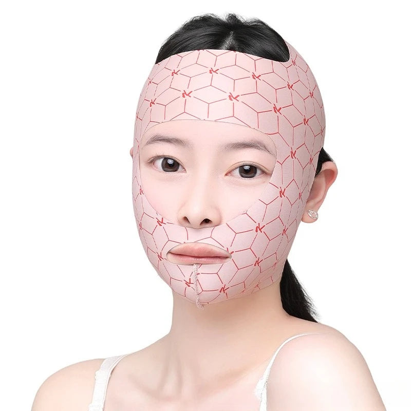 Full Coverage Reusable Facial Care Mask, Ear Hook V Shape Full Face Wrap, Soft Breathable Home Beauty Skincare Accessory
