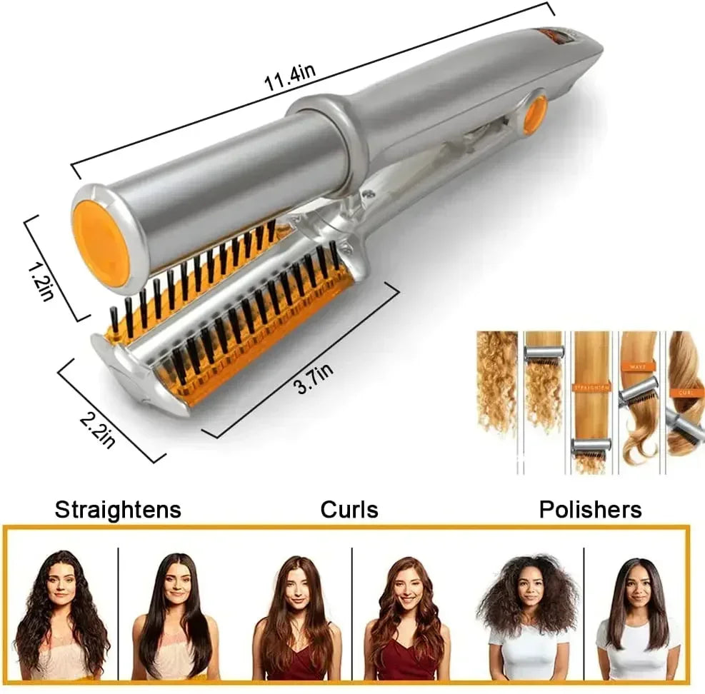 Professional Hairs Curler Straighter  2 In 1 Rotating Hair Brush Curler Styler Hair Styling Tools Curling Iron Straighting Brush