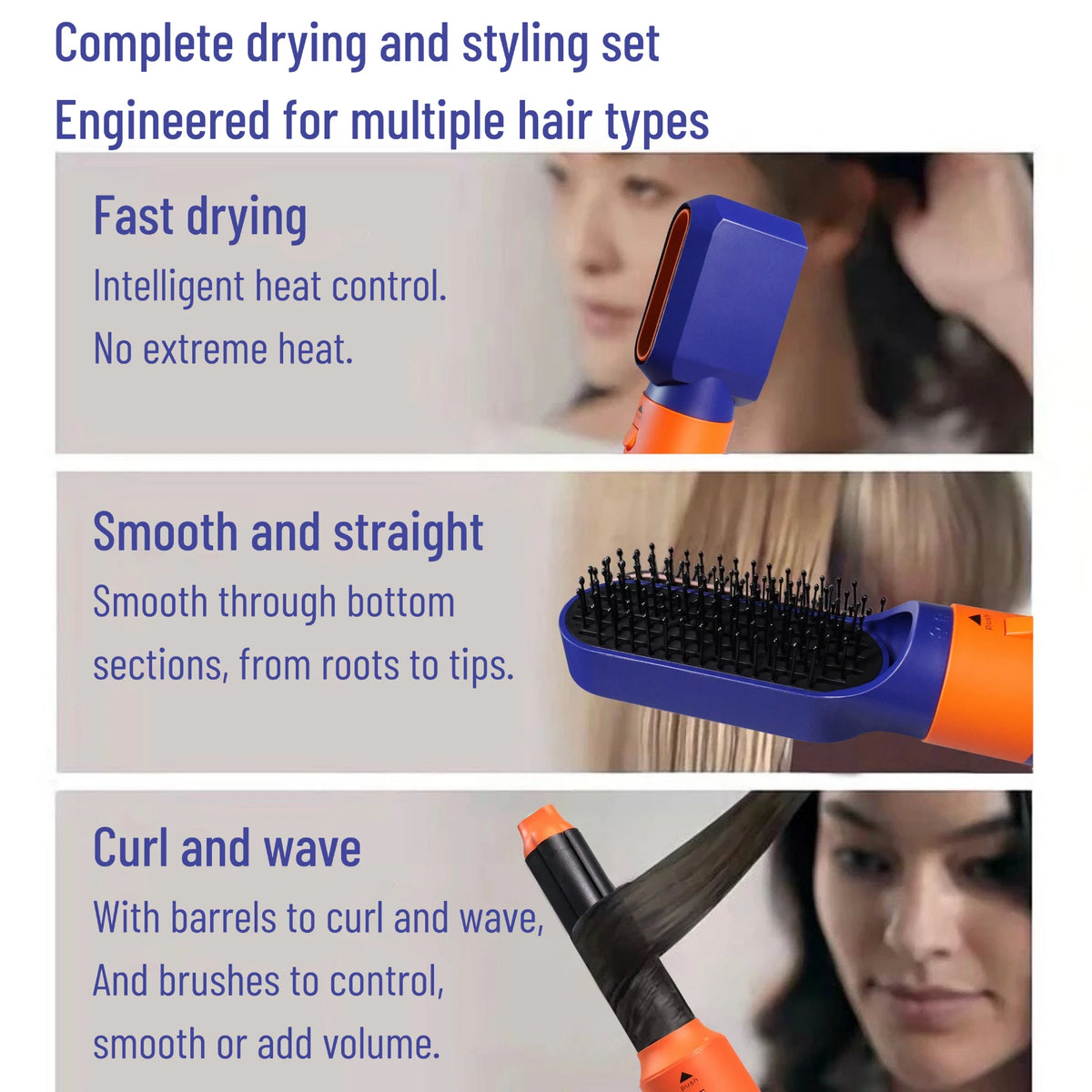 6 In 1 Hair Styler New Curl Hair Dryer For Hair 6 in 1 Hair Styler With Curling Barrel Hot Air Brush Styling Tool MultiStyler