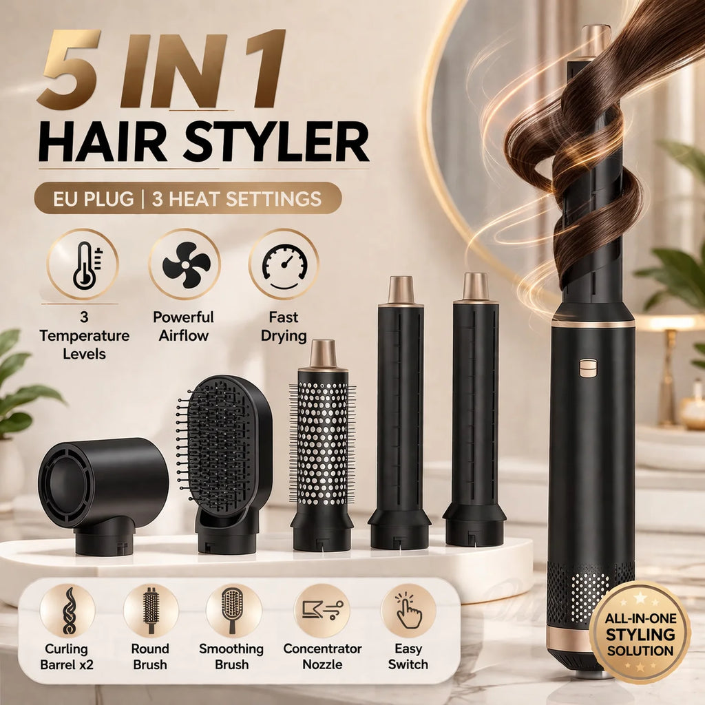 Multi-In-One Hair Dryer Styler, Hot Air Comb, Detachable Brush, Straightening & Curling Dual-Use, Household Hair Styling Tool