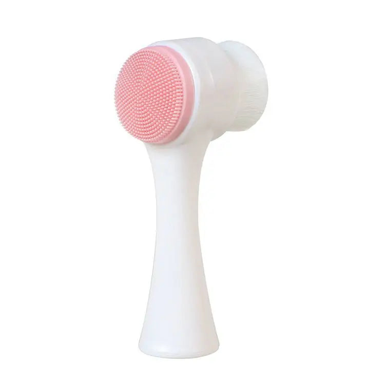3D Double Sided Facial Cleansing Brush Soft Silicone Bristles Manual Face Wash Exfoliator Massager Deep Cleansing Skin Care