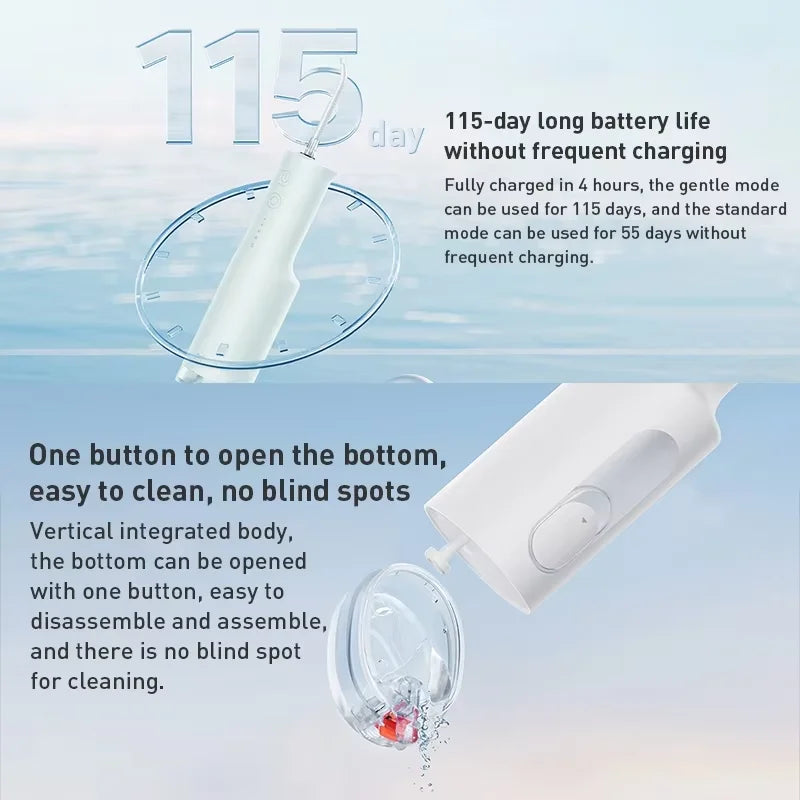 XIAOMI MIJIA F400 Portable Oral Irrigator with 4 Modes 200mL Water Tank 1700 Pulses/M Water Spray Retractable Flosser Pick Jet