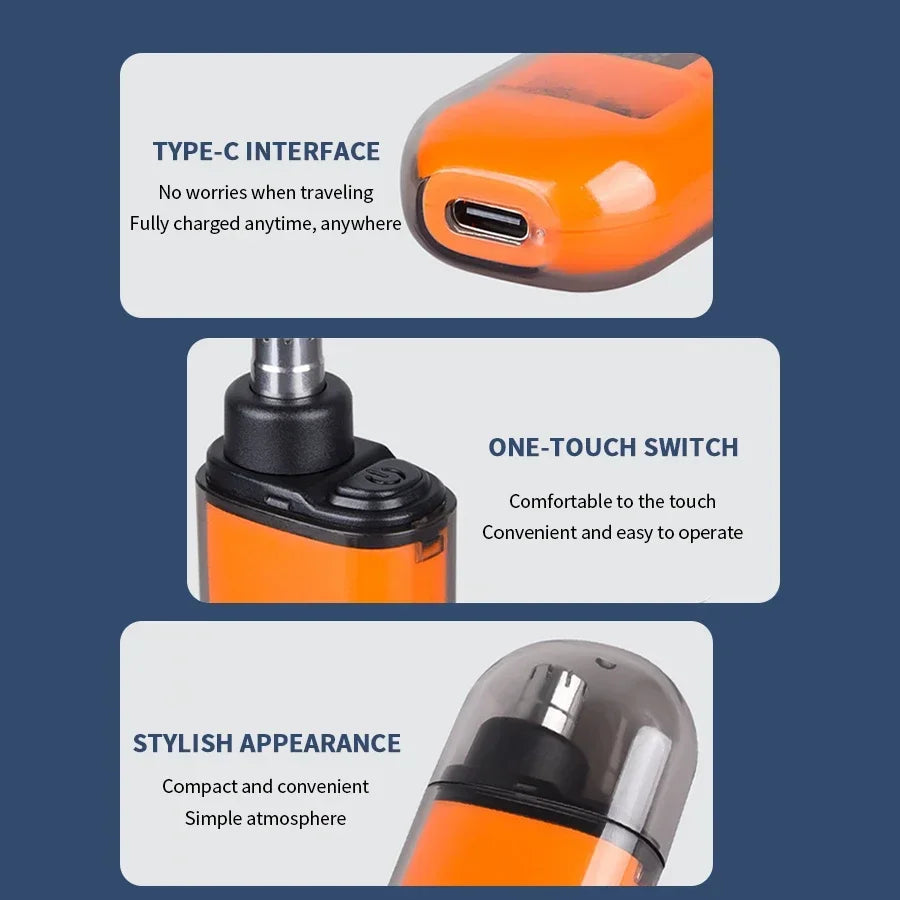 2 In 1 Electric Portable Ear And Nose Hair Trimmer Clipper 2024 Professional Painless Portable Eyebrow For Men