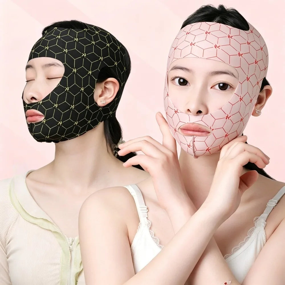 Full Coverage Reusable Facial Care Mask, Ear Hook V Shape Full Face Wrap, Soft Breathable Home Beauty Skincare Accessory