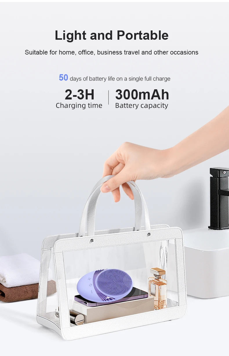 Facial Cleansing Brush Face Scrubber : Silicone Waterproof Rechargeable Face Wash Brush, 5 Cleansing Modes, Electric Deep Cleani