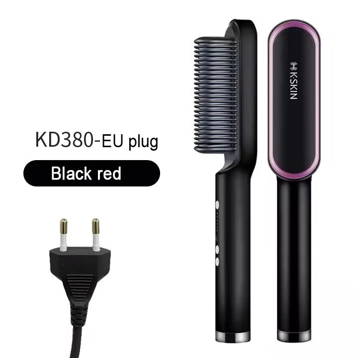 2in1 Hair Styler Straightening  Hot Comb Fast Heated Ceramic Negative Ion Curler Straightener Brush Anti-Scalding Styling Tools