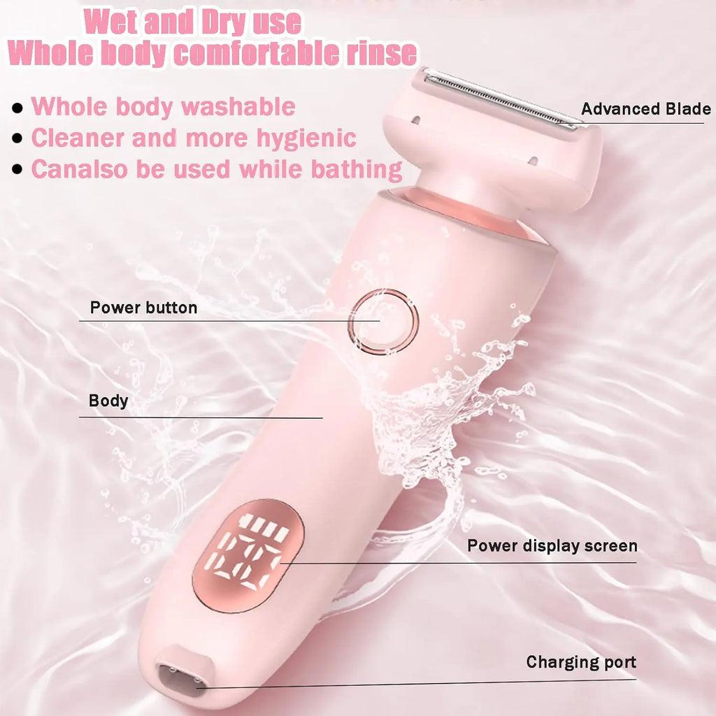 Hair Removal Device for Women 2 in 1 Electric Shaver Bikini Trimmer Face Body Legs Underarm Razor Wet Dry Portable Rechargeable