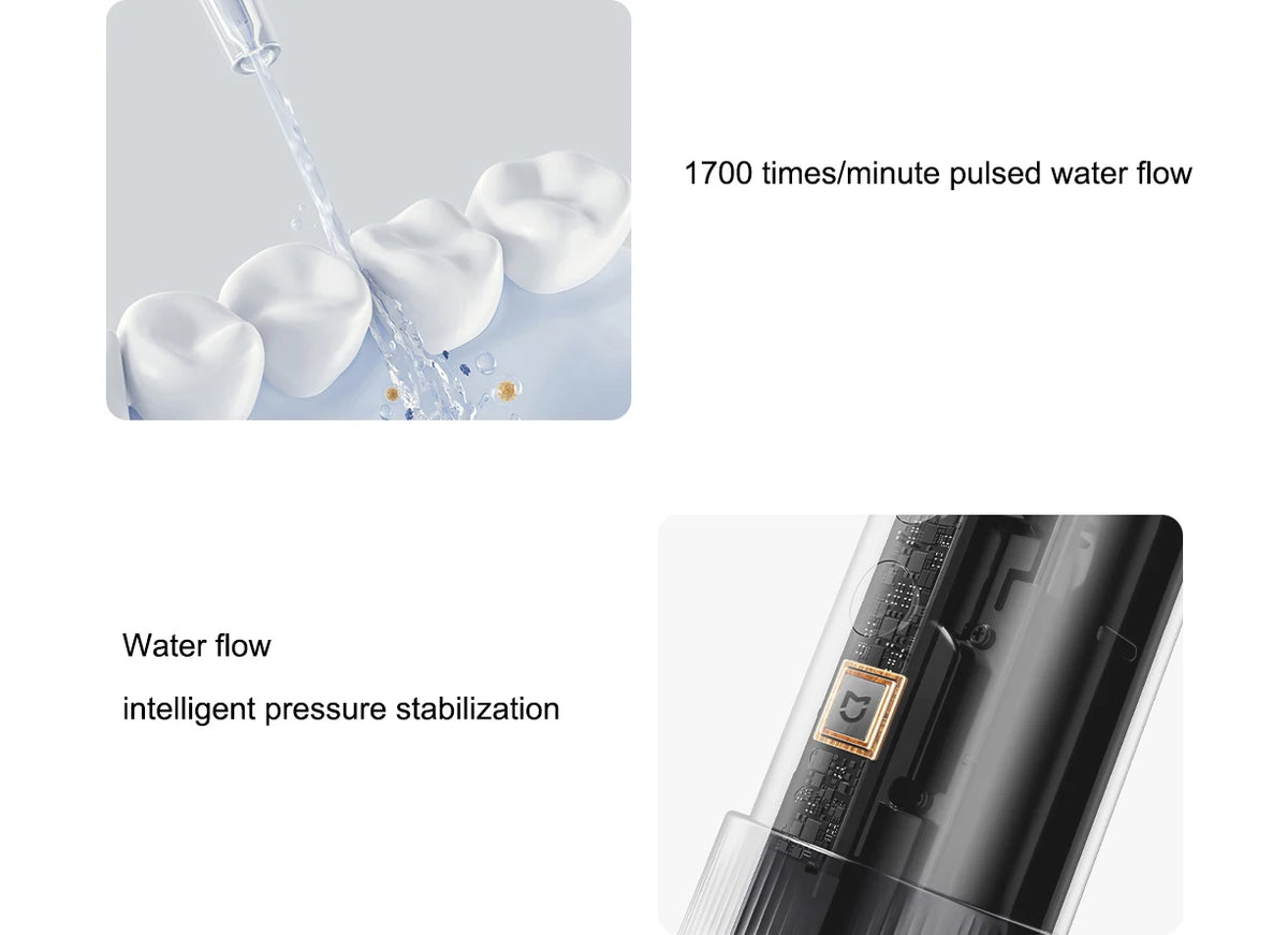XIAOMI MIJIA F400 Portable Oral Irrigator with 4 Modes 200mL Water Tank 1700 Pulses/M Water Spray Retractable Flosser Pick Jet