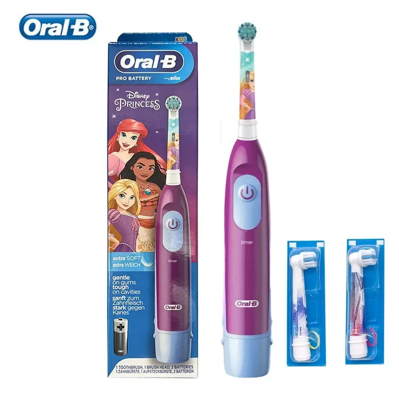 Oral B Electric Toothbrush Children Rotary Clean Soft Bristle 2 Min Timer Waterproof Teeth Brush with Replacement Brush Refill