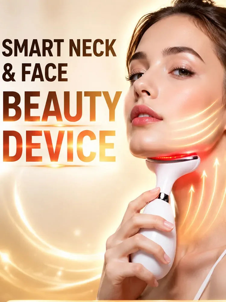 Face & Neck Beauty Device EMS Massager LED Light Care Electric Facial Massage Tool for Home Skin Care Routine