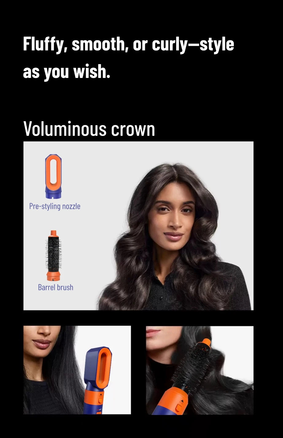6 In 1 Hair Styler New Curl Hair Dryer For Hair 6 in 1 Hair Styler With Curling Barrel Hot Air Brush Styling Tool MultiStyler