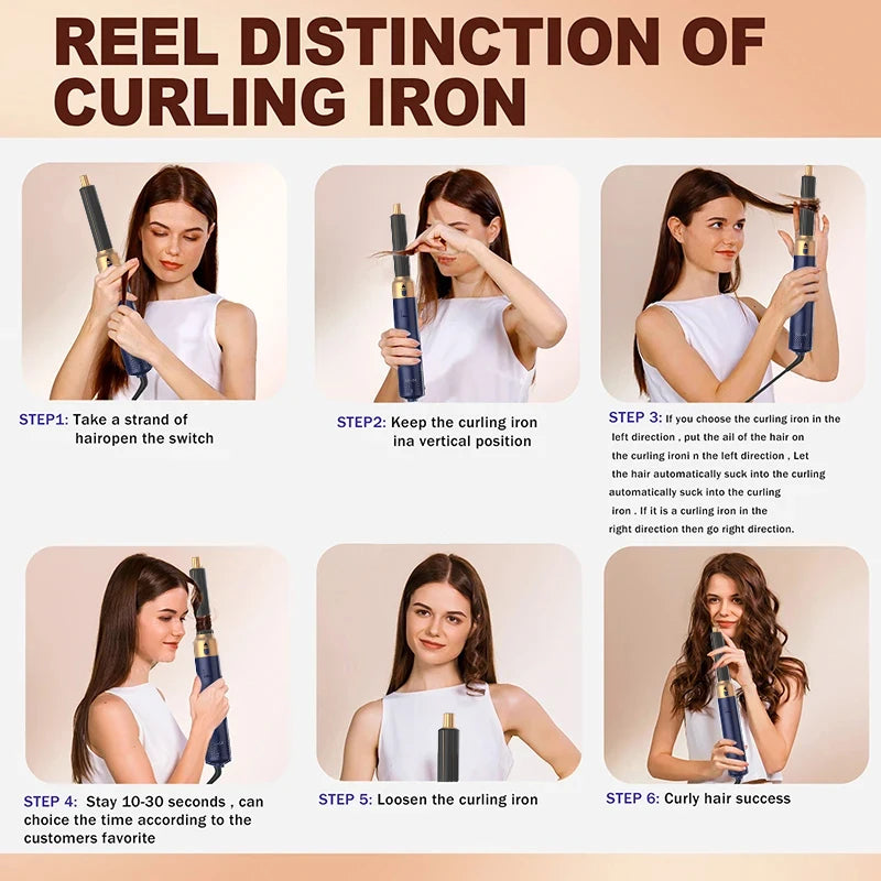 5 In 1 Multi Styler New Design Hair Dryer for Hair 5 in 1 Styler with Curling Barrel Hot Air Brush Styling Tool MultiStyler