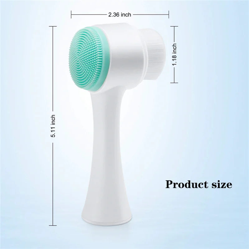 3D Double Sided Facial Cleansing Brush Soft Silicone Bristles Manual Face Wash Exfoliator Massager Deep Cleansing Skin Care