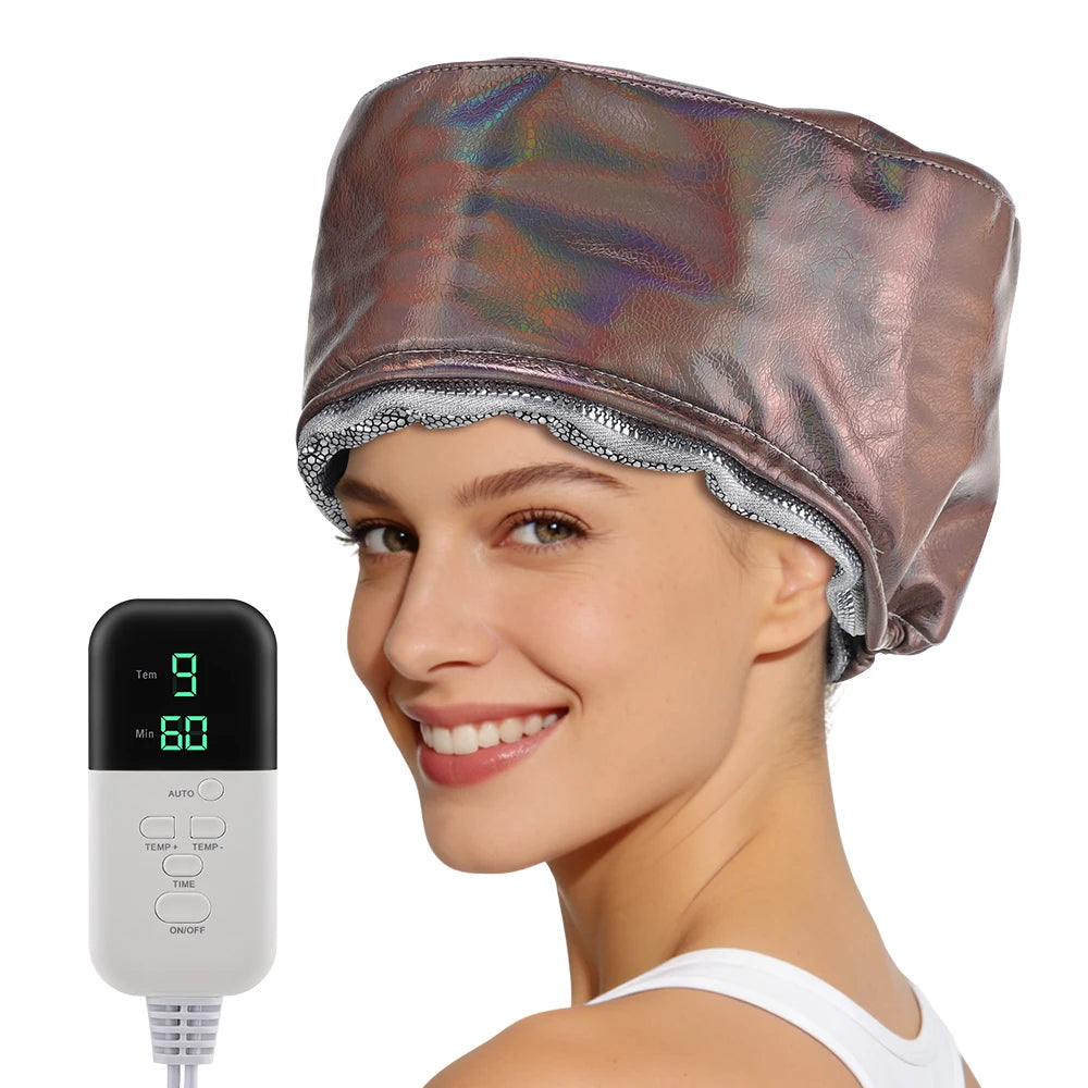 Hair Steamer for Deep Conditioning Thermal Heat Cap 9-Level Heats Up Quickly 5 Time Settings Washable Thermal Spa Hat for Home