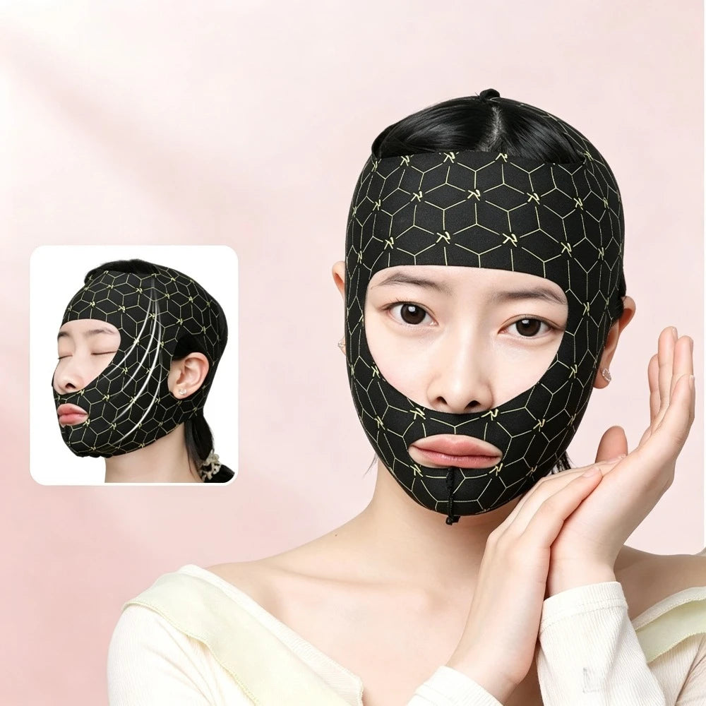 Full Coverage Reusable Facial Care Mask, Ear Hook V Shape Full Face Wrap, Soft Breathable Home Beauty Skincare Accessory